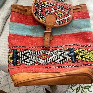 Moroccan vintage carpet backpack